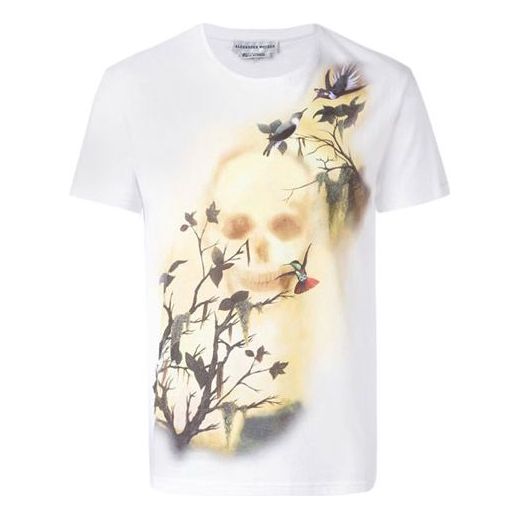 Alexander McQueen Cotton Printing Round Neck Short Sleeve White 449496-QIZ8C-900
