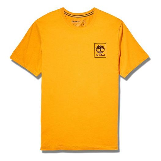 Men's Timberland Back Pattern Printing Short Sleeve Orange A2AFV-804