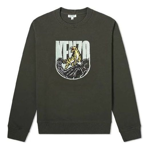 KENZO Gold TIGER Alphabet Pattern Sweatshirt 'Military Green' F965SW1254X6-51
