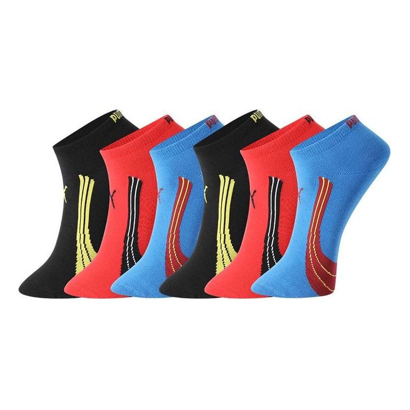 PUMA Sport Invisible Socks 3 Pack 'Black Red Orange Blue' 701223995-001