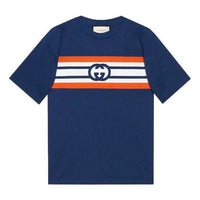 Gucci Interlocking G Stripe Print T-shirt 'Blue' 616036-XJDAG-4684
