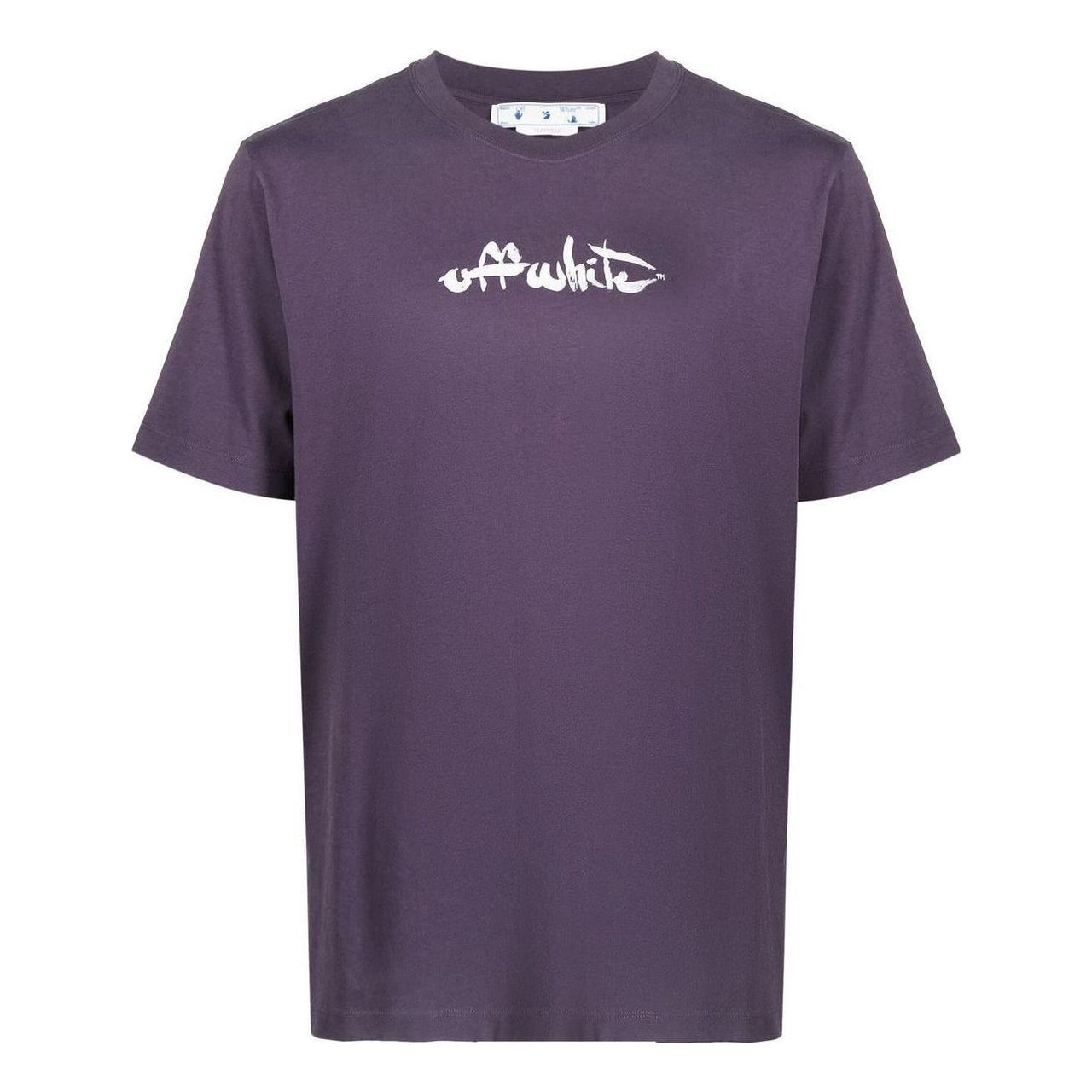 Men's Off-White SS22 Arrow Pattern Printing Round Neck Short Sleeve Loose Fit Purple T-Shirt OMAA027F22JER0093501