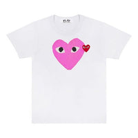 (WMNS) COMME des GARCONS PLAY Colored Heart Tee 'White Pink' AZ-T105-051-4