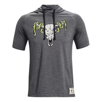 Men's Under Armour Project Rock Casual Sports hooded Short Sleeve Gray 1361719-012