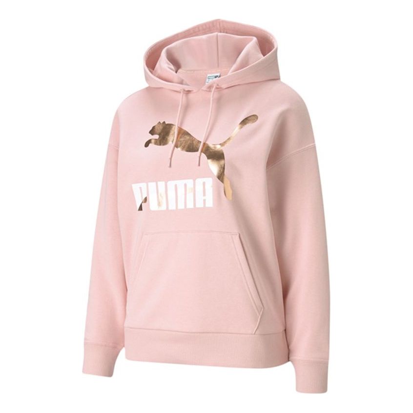 (WMNS) PUMA Classics Logo Hoodie 'Pink Gold White' 531385-15