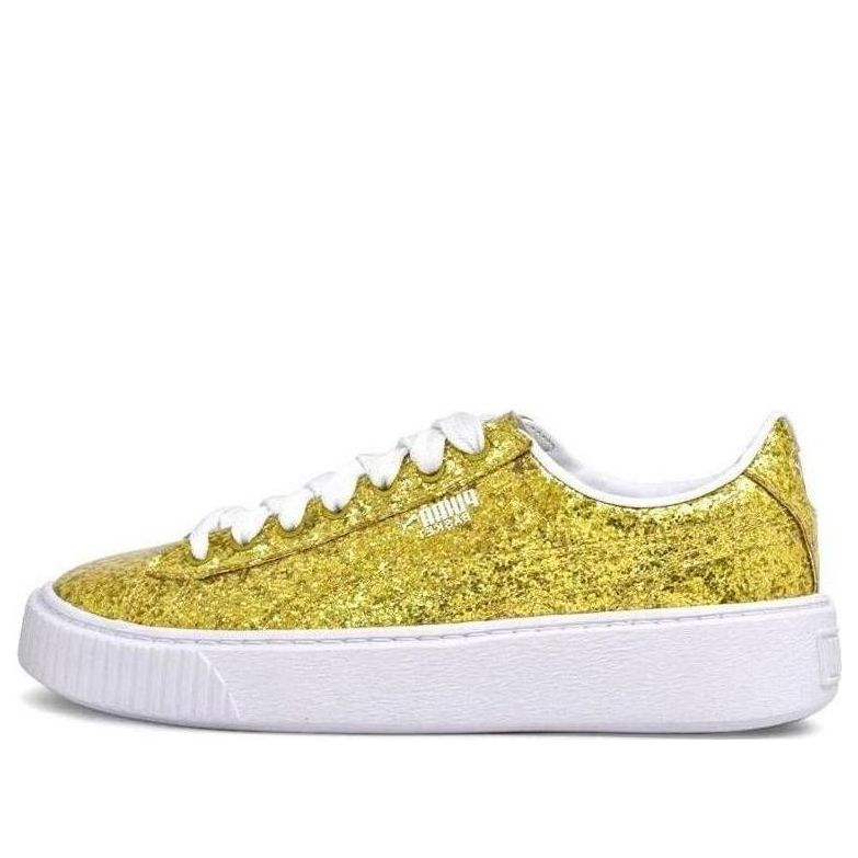 (WMNS) PUMA Basket Platform Glitter 'Gold' 364093-02