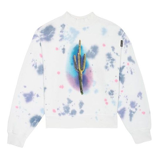 Men's PALM ANGELS Pattern Printing Tie Dye Pullover White PMBA043E20FLE0030155