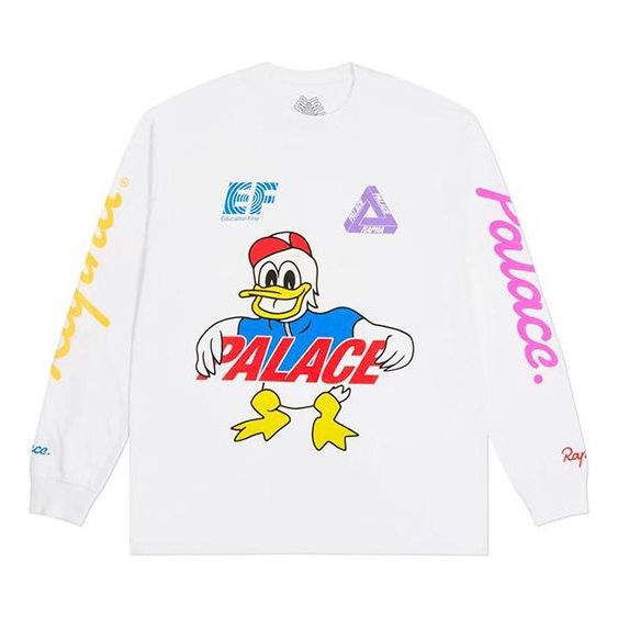 PALACE Rapha Crossover Off Bike Cartoon Pattern Alphabet Long Sleeves Unisex White P19LS038