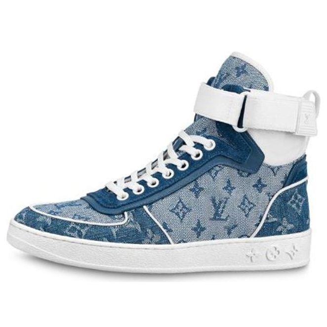 (WMNS) حذاء رياضي LOUIS VUITTON LV Boombox Monogram High-Top من قماش الدنيم باللون الأزرق 1A8E3C