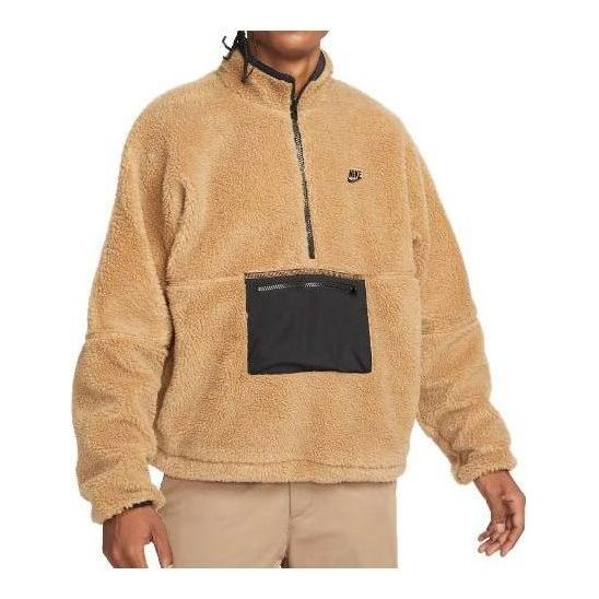 Nike 1/2-Zip Anorak Club Fleece Sherpa Jacket 'Brown' DQ4880-258