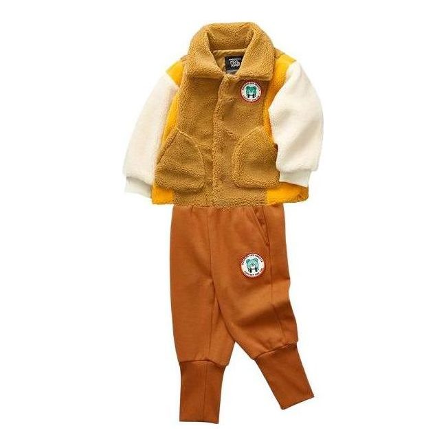 (GS) Skechers Contrast Patchwork Knitted Fleece Set 'Tan' L421B046