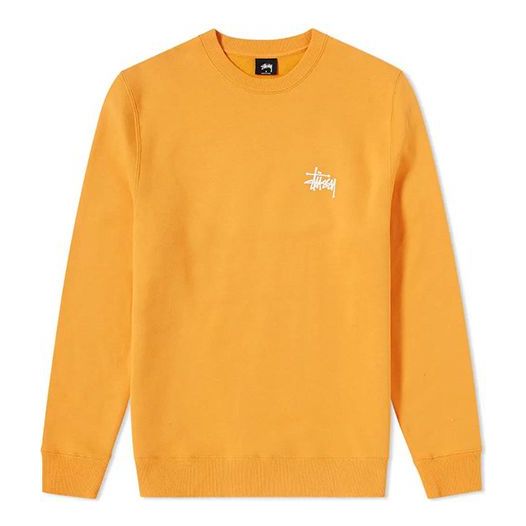 Stussy Unisex Basic Crew Logo Round-Neck Sweatshirt Orange/Yellow 1914105