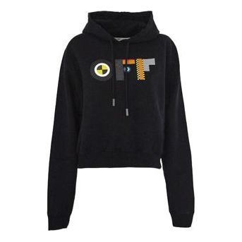 (WMNS) Off-White Printed Graphic Cotton Hoody Black OWBB016E180030391088