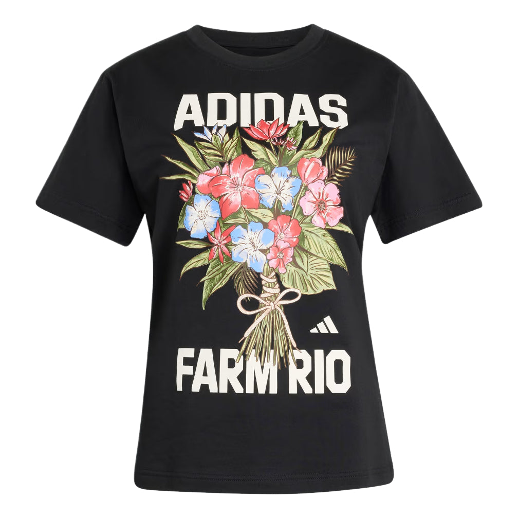 (WMNS) adidas x FARM Rio Graphic T-Shirt Asia Sizing 'Black' KR0281