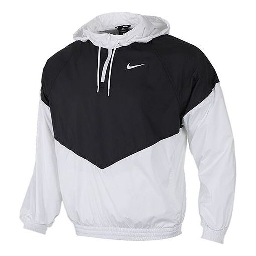جاكيت Nike SB SHIELD للرجال للتزلج على الألواح بنصف سحاب وربطة عنق، لون أسود وأبيض، BV0980-010