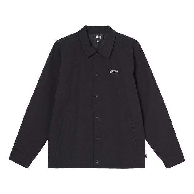 Men's Stussy Embroidered Logo Jacket Black 115576