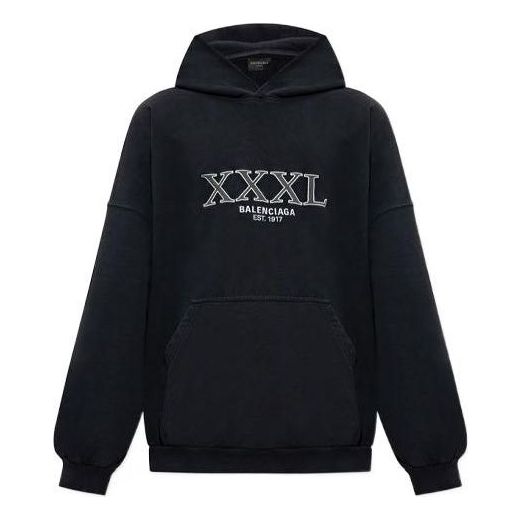 Balenciaga XXXL Oversized Popover Hoodie 'Black White' 713677TNVD91070