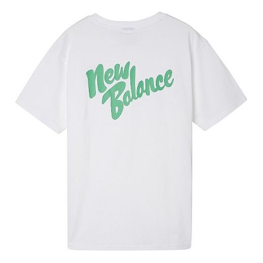 New Balance Back Alphabet Printing Short Sleeve Couple Style White AMT01549-WT