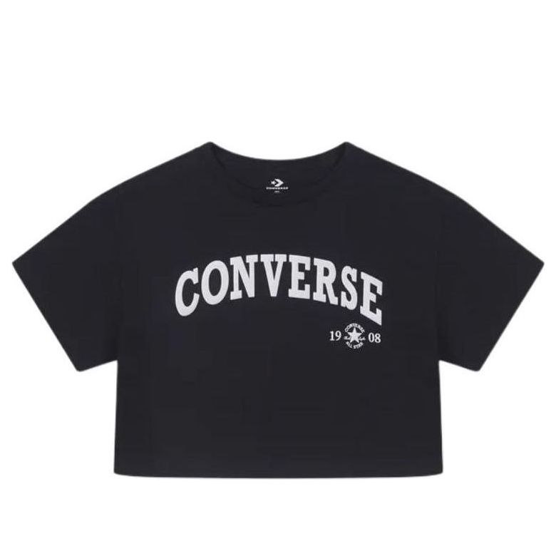 (WMNS) Converse Retro Chuck Cropped T-Shirt Asia Sizing 'Black' 10026367-A02