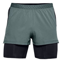 Under Armour RUSH 2-in-1 Running Shorts 'Teal Black' 1350149-424