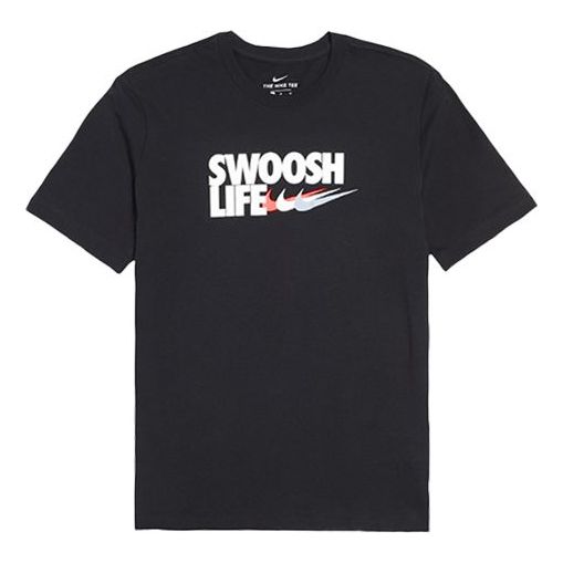 Nike Alphabet Logo Round Neck Short Sleeve Tee 'Black Swoosh Life' CU0088-010