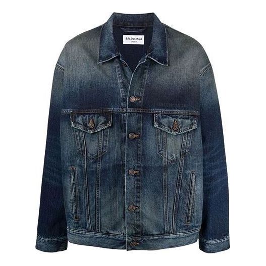 Balenciaga Embroidered Logo Denim Jacket 'Blue' 671889TJW754021