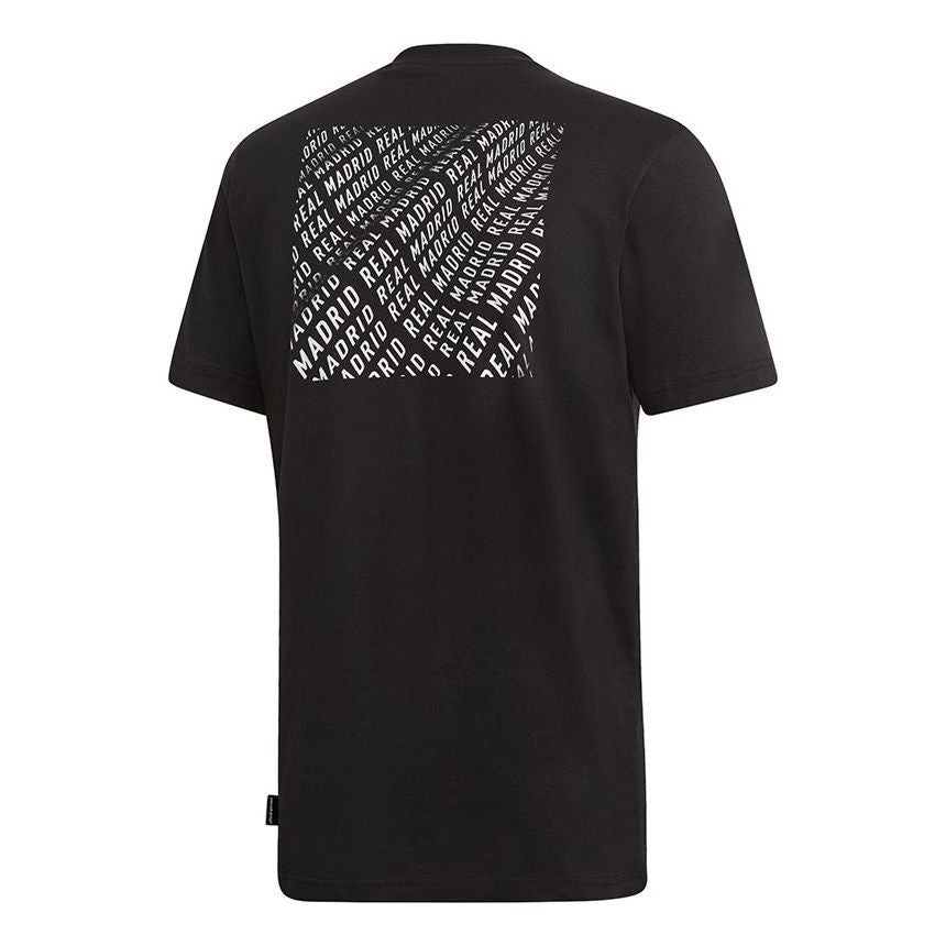 adidas Real Str Gr Tee Real Madrid Alphabet Printing Soccer/Football Sports Short Sleeve Black DP5180