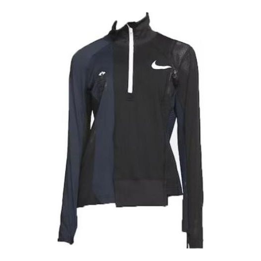 (WMNS) جاكيت جري Nike x sacai بنصف سحاب "أسود وأزرق" CD6308-010