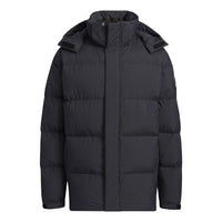 adidas 800 Solid Color Sports Hooded With Down Feather Black Jacket H23074