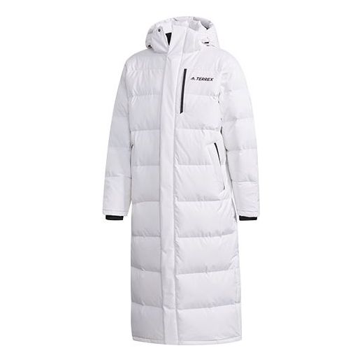 adidas neo MENS XPLR Terrex Long Parka Hooded Down Bench Jacket Winter Sportswear White FJ9240