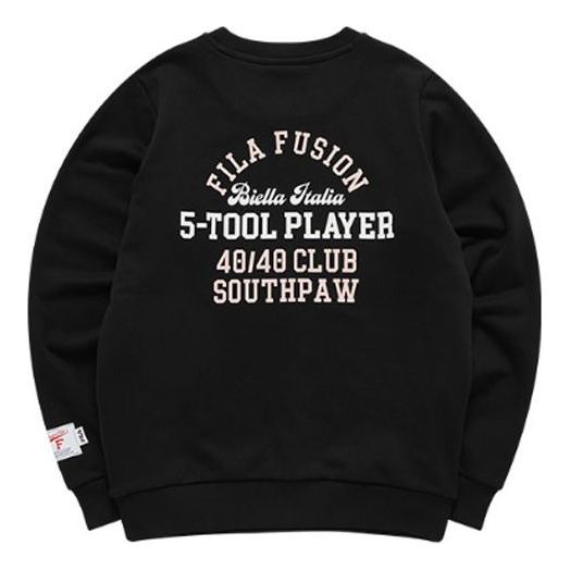 (WMNS) FILA FUSION Logo Printing Sports Round Neck Hoodie Black T11W112208F-BK