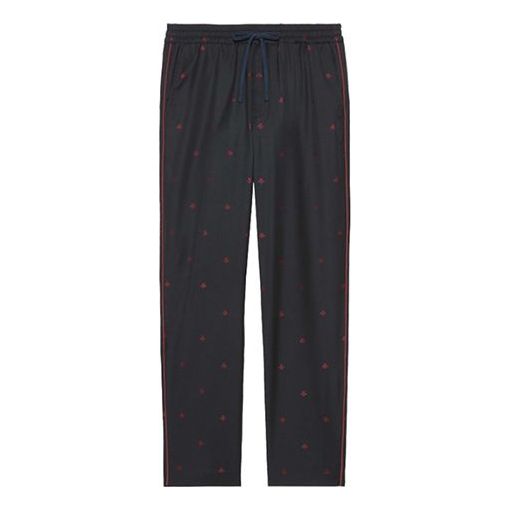 Men's Gucci Wool Bee Pattern Casual Black Long Pants/Trousers 522941-Z589E-4633