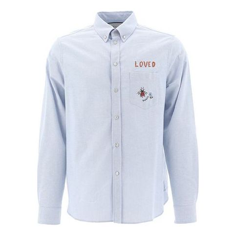 Gucci MENS Oxford Cotton Chest Letter Embroidered Shirt LightBlue 574534-ZABZS-4910