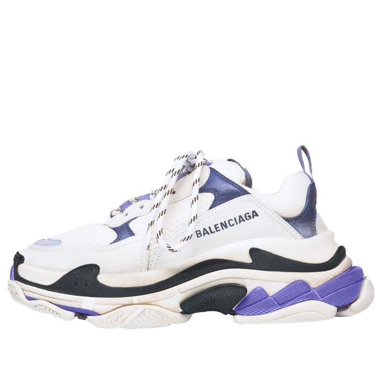 (WMNS) حذاء رياضي Balenciaga Triple S باللون الأبيض والأزرق البحري والأرجواني 541641W09OF9095