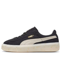 (WMNS) PUMA Suede Platform Black/White/Gold Board Shoes 365621-03