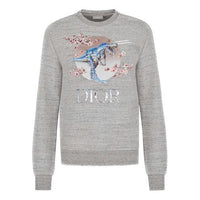 DIOR Tyrannosaurus Rex Cherry Blossom Zipper Sweater Unisex Grey 933J635B0555-880
