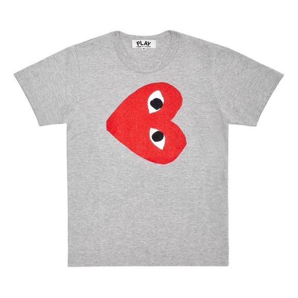 COMME des GARCONS PLAY Red Love Printing Short Sleeve Grey AZ-T264-051-1