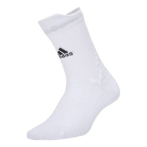adidas Solid Color Logo Athleisure Casual Sports Socks Unisex One Pair White HA0109