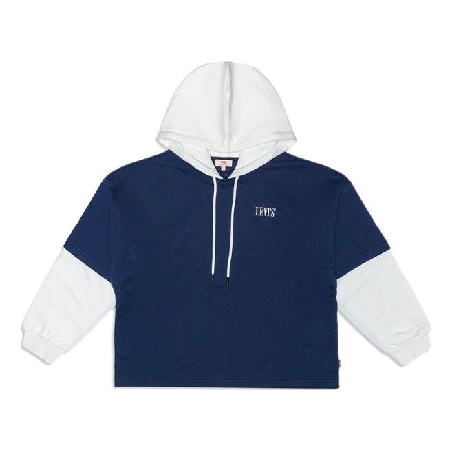 (WMNS) Levi's Splicing Casual Hoodie Blue 15771-0001