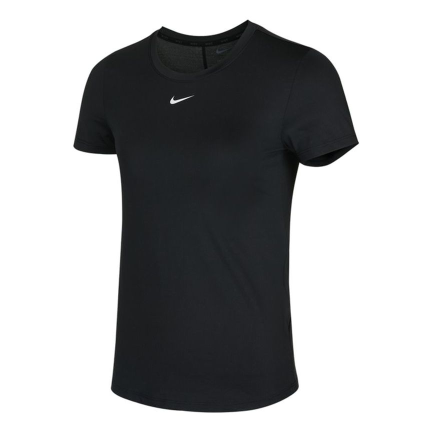 (WMNS) تيشيرت Nike Dri-FIT One الرياضي سريع الجفاف ذو الرقبة المستديرة والأكمام القصيرة باللون الأسود DD0627-010