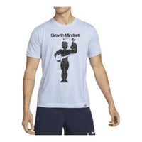 Nike Dri-FIT Character Alphabet Pattern Printing Training Sports Quick Dry Breathable Short Sleeve Blue DM6274-548
