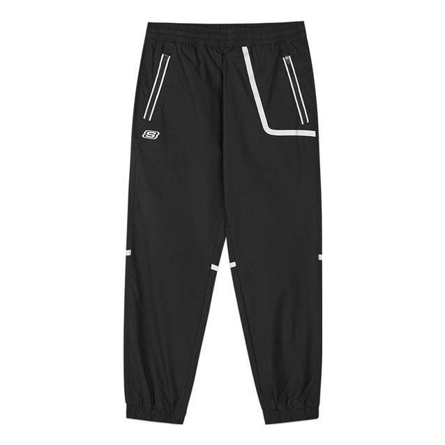 (GS) Skechers Striped Pocket Waist Knitted Sports Pants 'Black White' P122B003