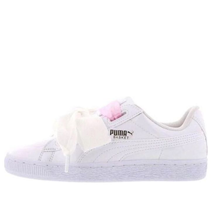 PUMA Basket Heart Patent Junior White Lace Up 'White Pink' 364817-02