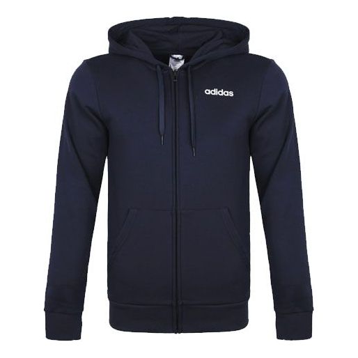 adidas Slim Fit Casual Sports Hooded Jacket Blue DU0386