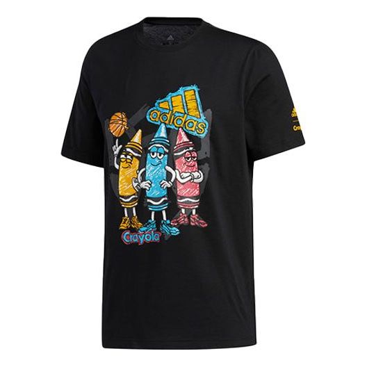 adidas x Crayola Crossover Cray Crayon T Funny Printing Sports Basketball Short Sleeve Black GN7918