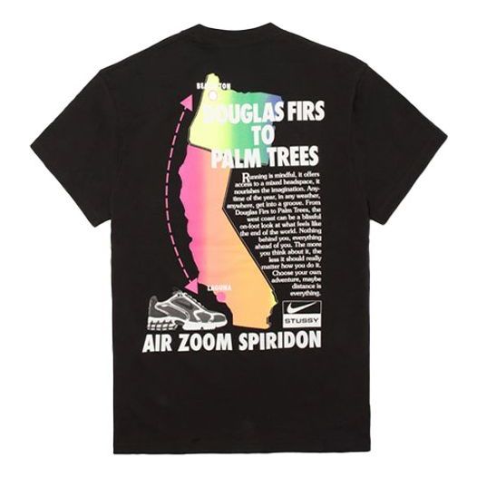 Nike x Stussy Crossover Logo Graffiti Printing T-Shirt 'Black' CU9256-010