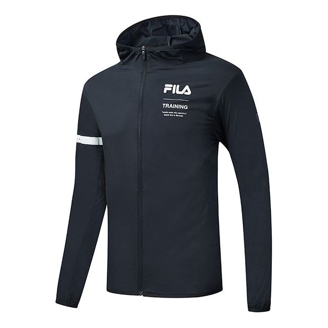 FILA Athletics Alphabet Logo Printing Woven Sports Hooded Jacket Blue A11M021703F-NV