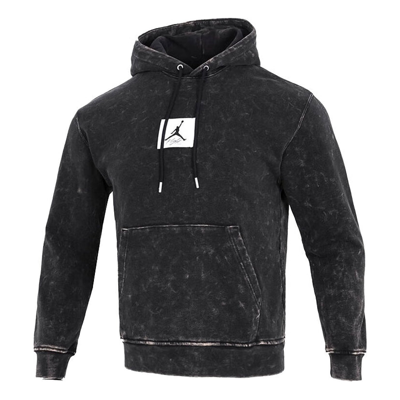 Men's Air Jordan Kangaroo Pocket Alphabet Flying Man Logo Pullover Drawstring Black DR3688-010