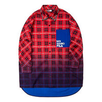 (WMNS) Fila Gradient Plaid Contrasting Colors Pocket Woven Long Sleeves Shirt Red T11W031403F-RD