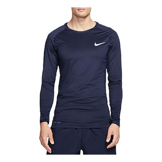 ملابس رياضية رياضية كاجوال بأكمام طويلة من Nike Pro، لون أزرق داكن BV5589-452
